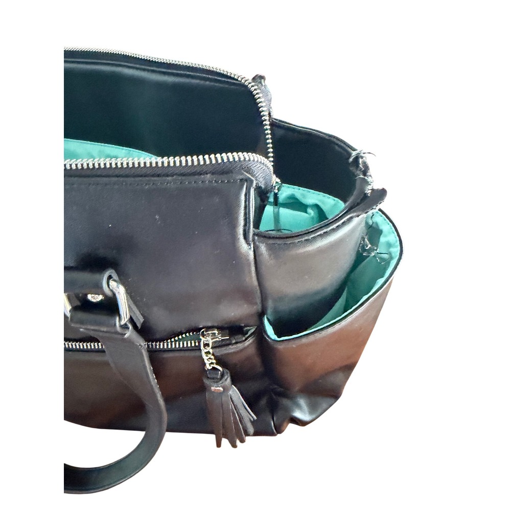 White Elm Gemini Convertible Messenger Bag Black Vegan Leather Diaper Bag